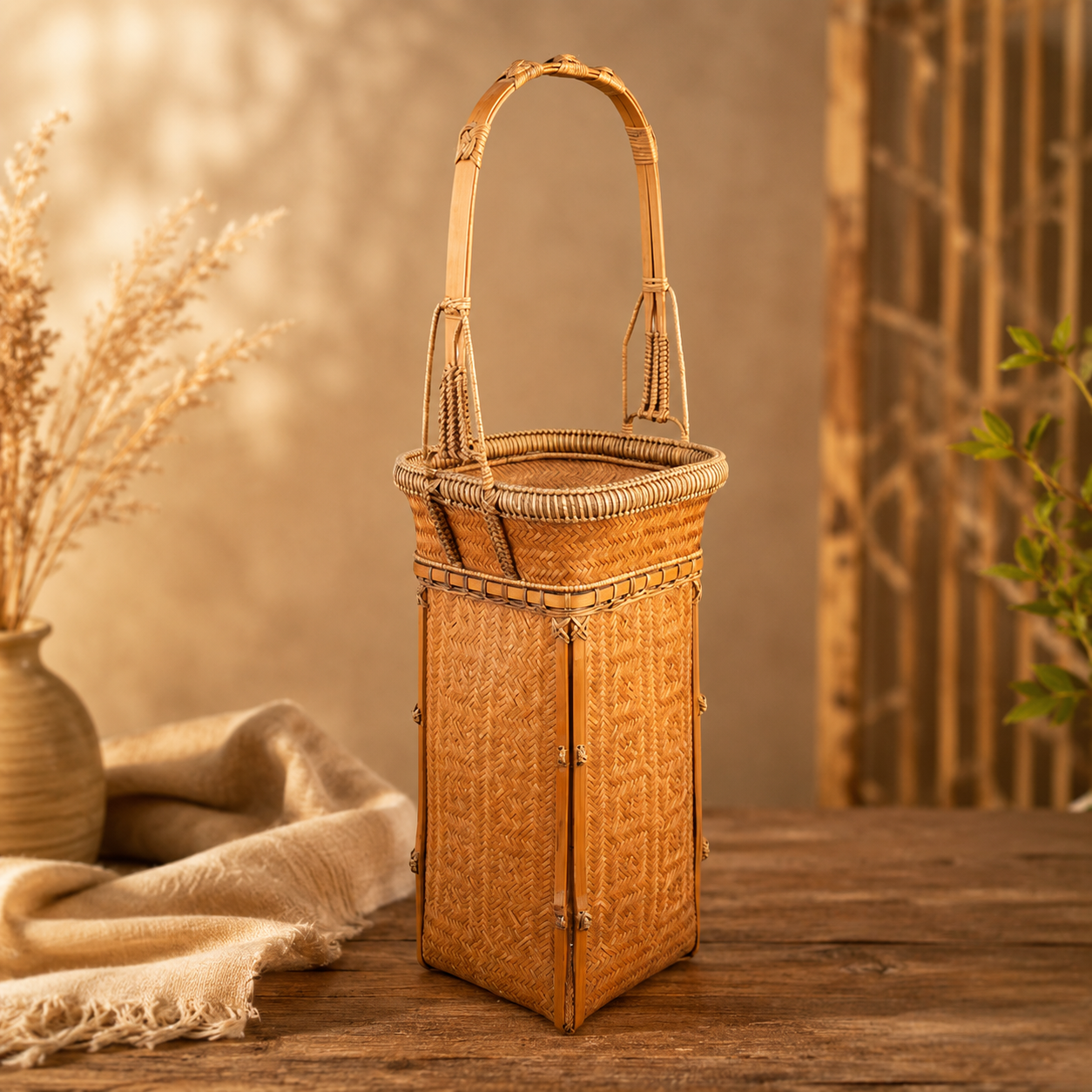 Panier tressé avec anses